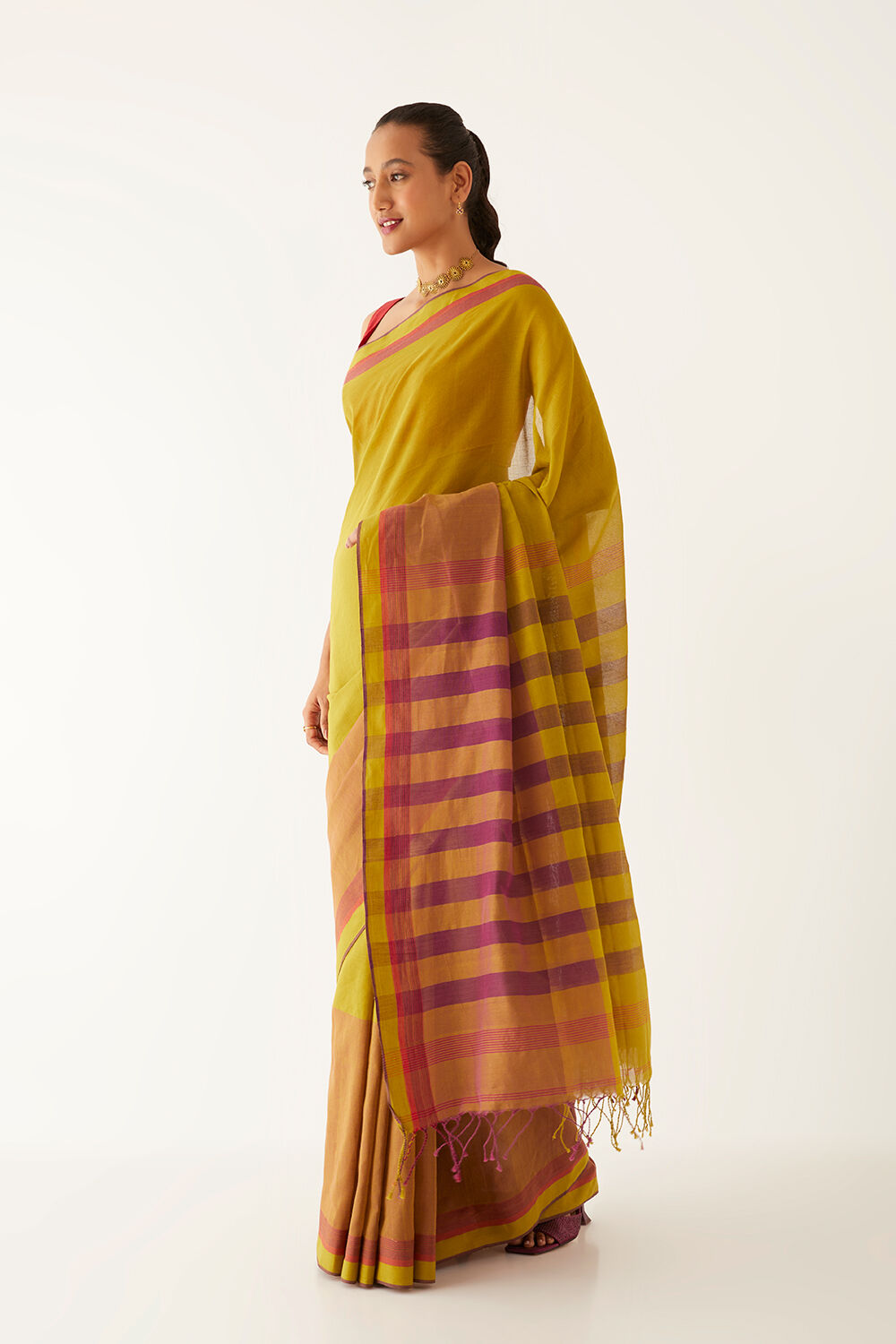 Green Pure Cotton Bengal Saree image number null