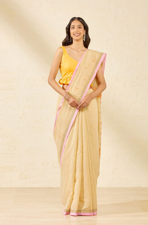 Beige Bengal Pure Cotton Jamdani Saree