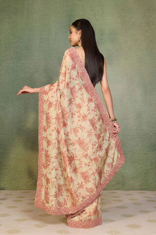 Beige Viscose Tissue Embroidered Saree thumbnail image number null