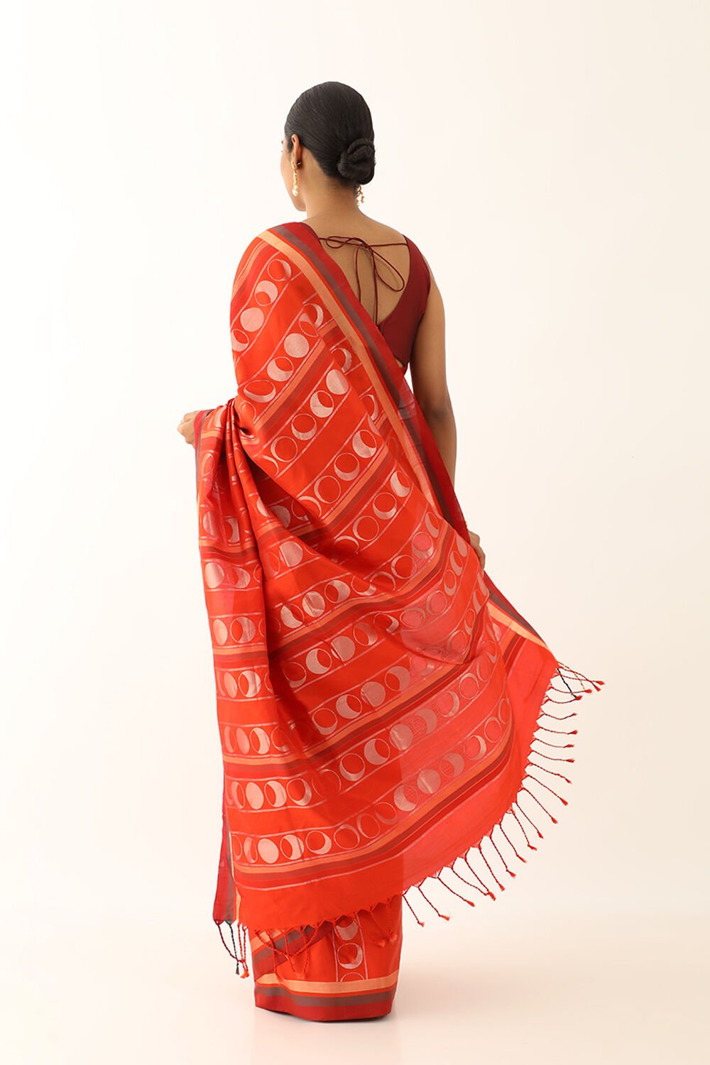 Orange Pure Silk Woven South Saree image number null