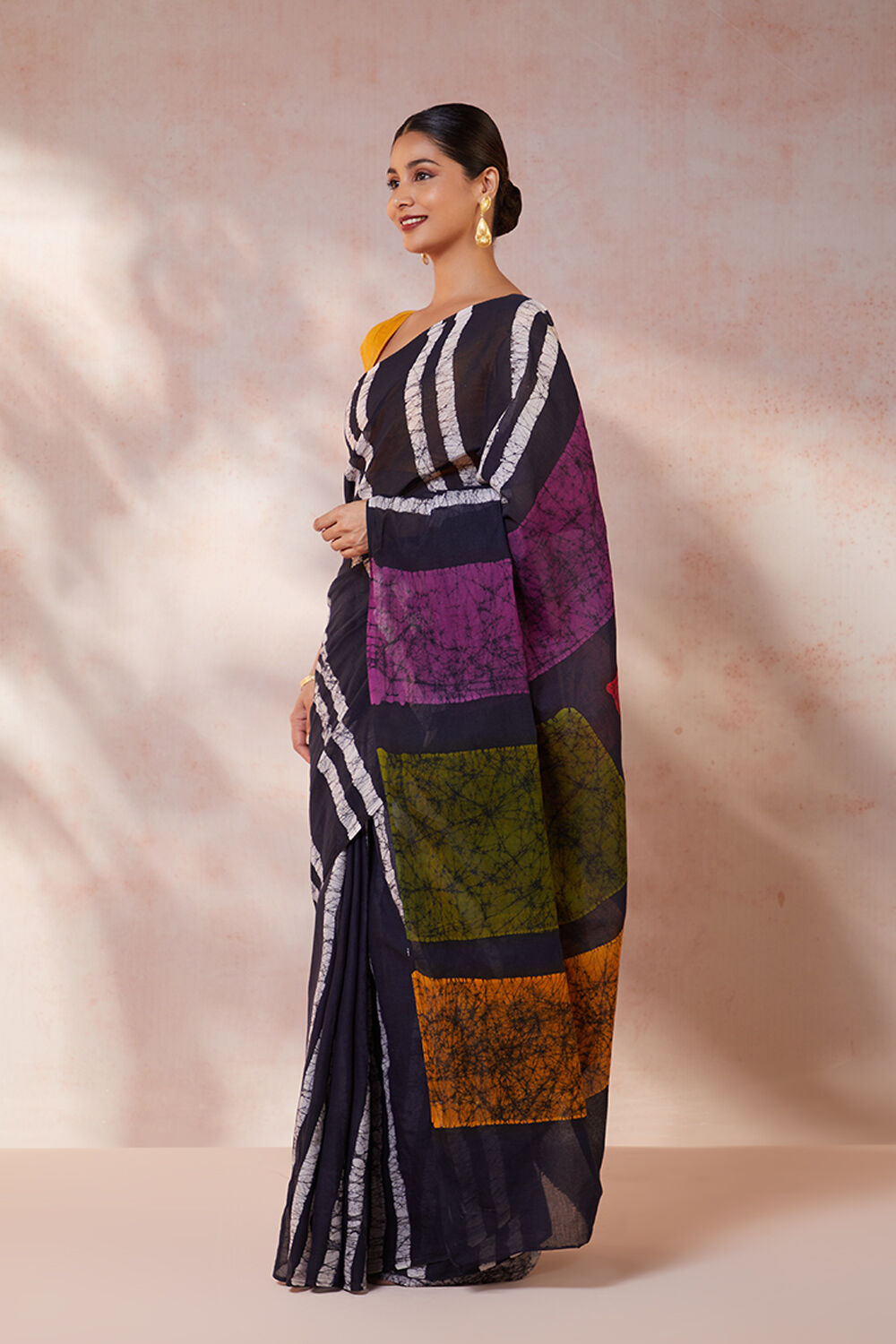 Black Pure Cotton Batik Saree image number null