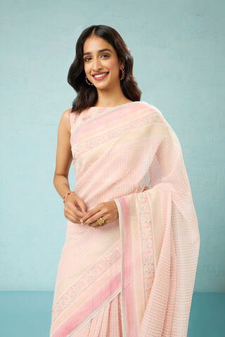 Pink Rajasthan Pure Silk Cotton Printed Mukaish Saree image number