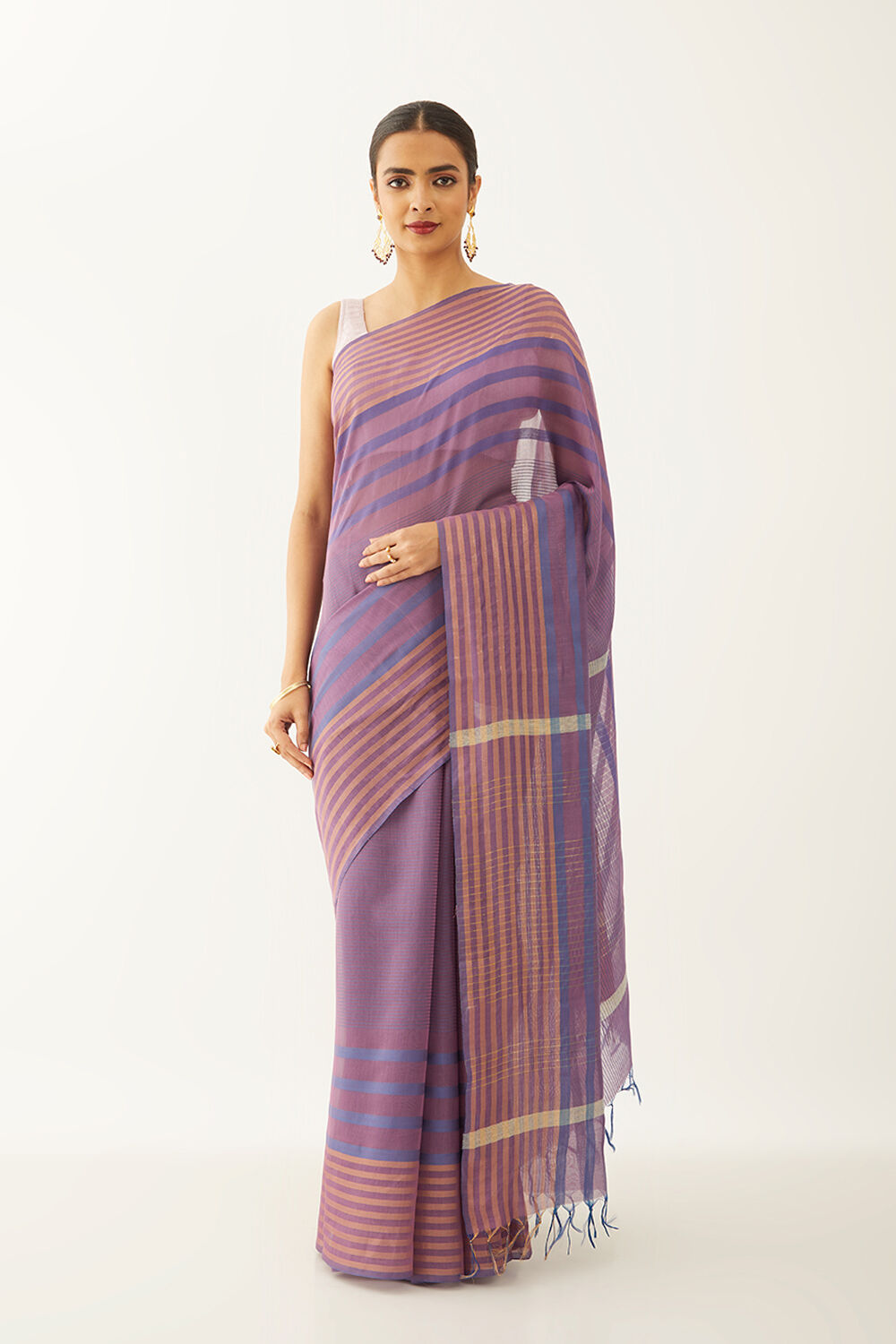 Light Violet Silk Viscose Woven Bhagalpuri Saree image number null