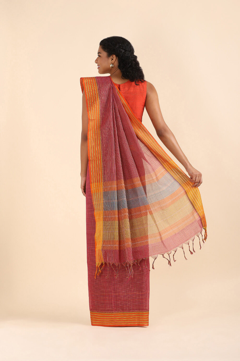Red Pure Cotton Naranyanpet Saree image number null
