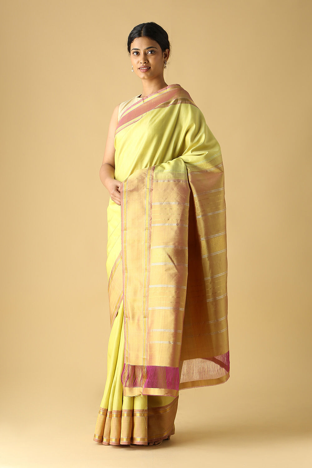 Light Green Pure Silk Kanjivaram Saree image number null