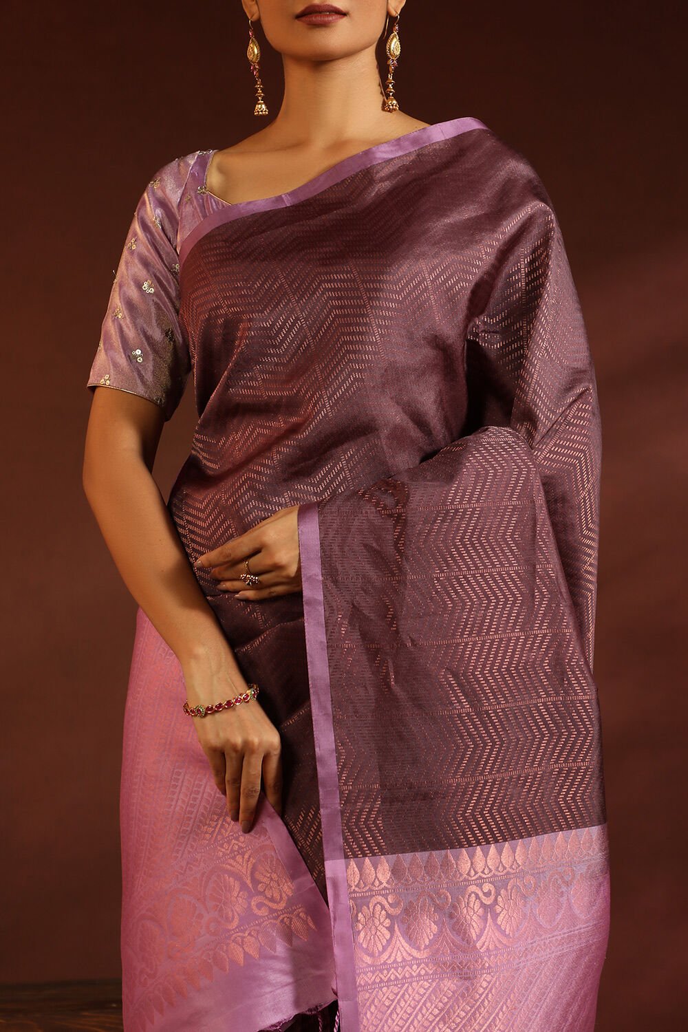 Wine South Pure Silk Woven Saree image number null
