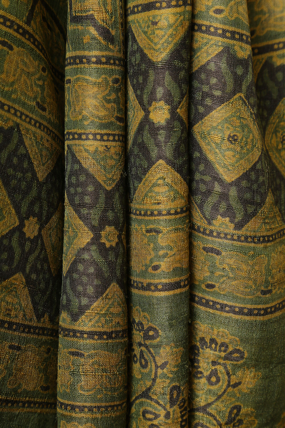 Green Pure Tussar Silk Dupatta with Ajrakh print image number null