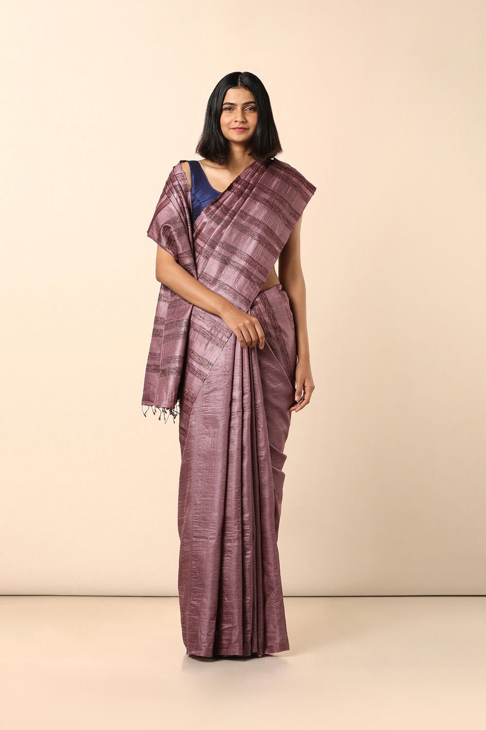 Light Pink Pure Tussar Silk Woven Saree image number null