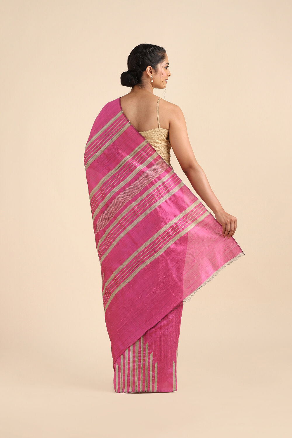 Dark Pink Pure Silk Woven Saree image number null