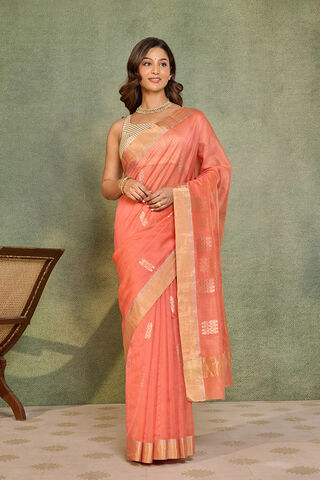 Pink Woven Pure Silk Cotton Chanderi Saree thumbnail image number null