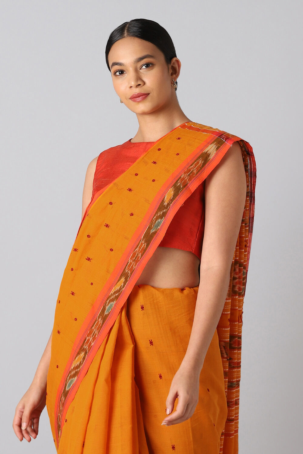 Yellow Pure Cotton Sambalpuri Ikat Saree image number null