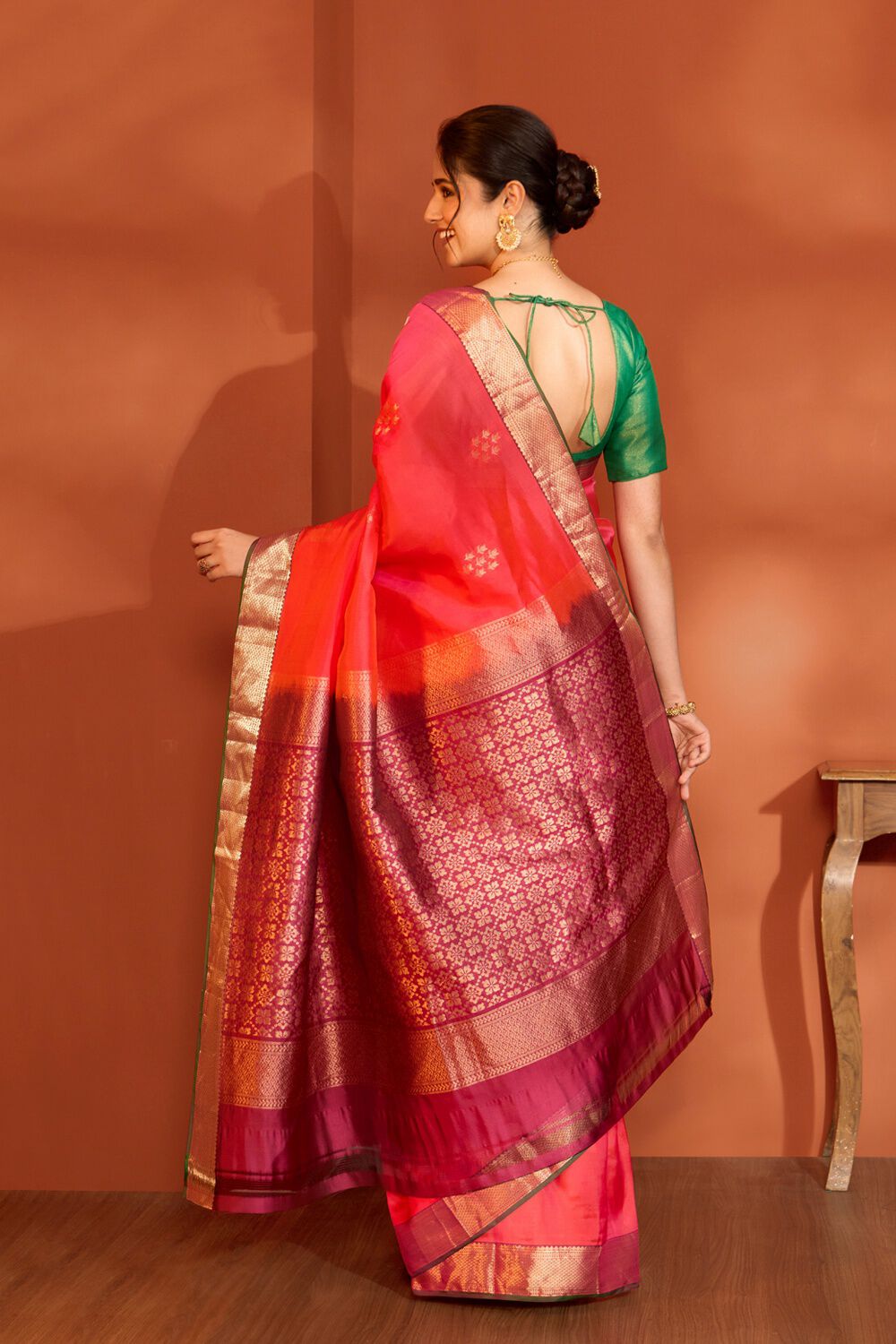Red Woven Apsara Silk Viscose Saree image number null
