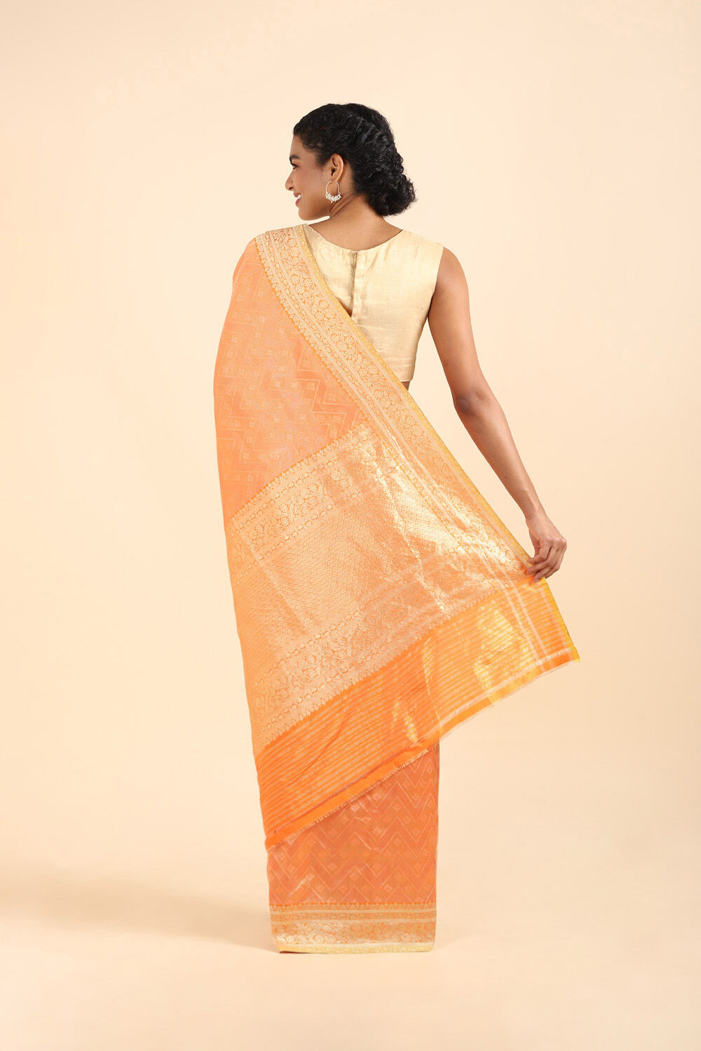 Orange Pure Silk Banarasi Saree image number null