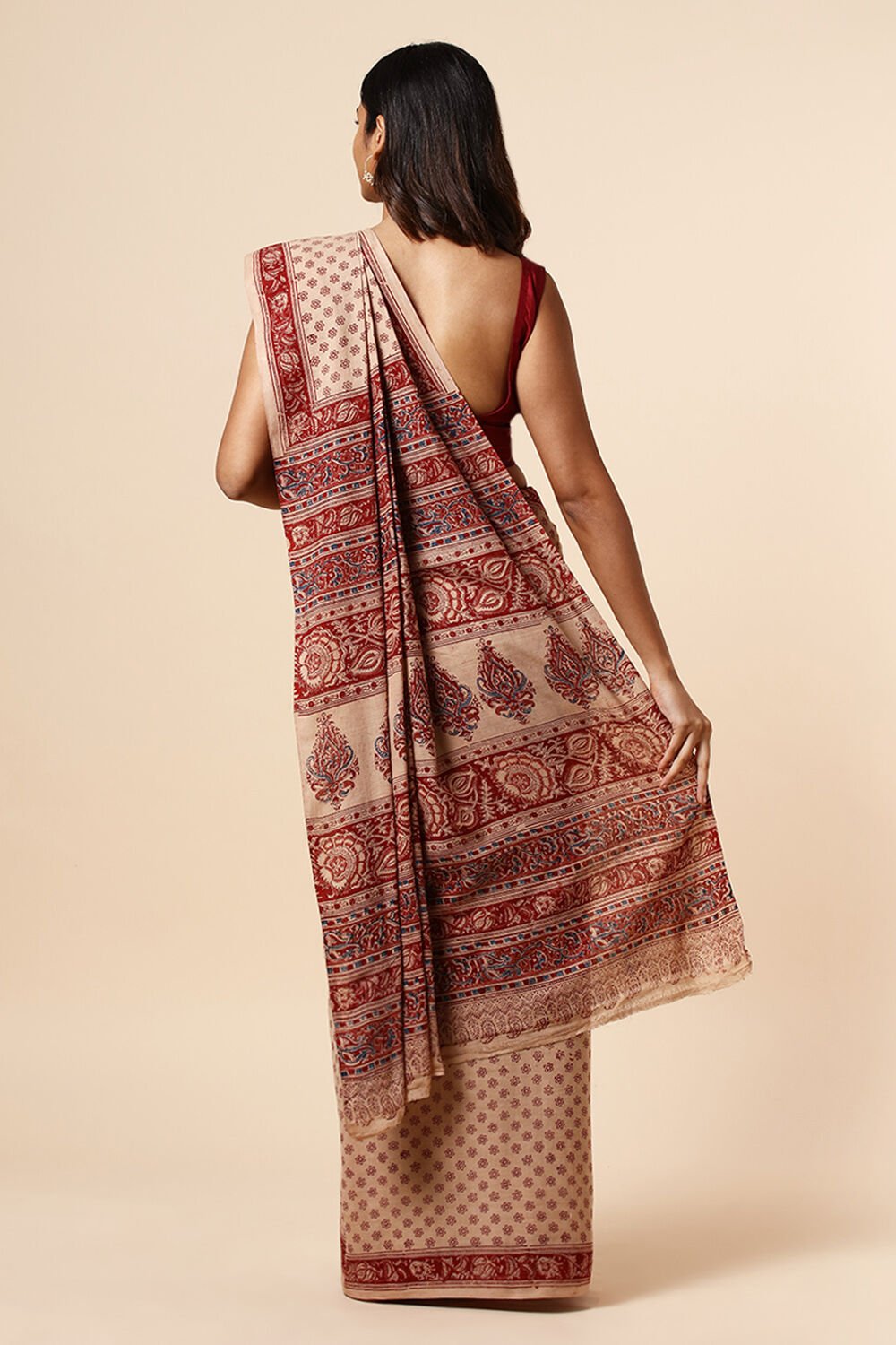 Beige Pure Khadi Cotton Printed Kalamkari Saree image number null
