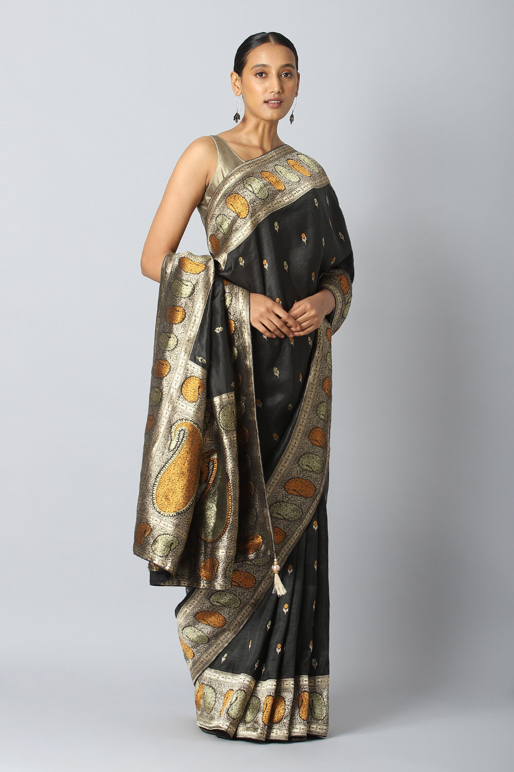 Dark Grey Pure Luxe Vegan Saree image number null