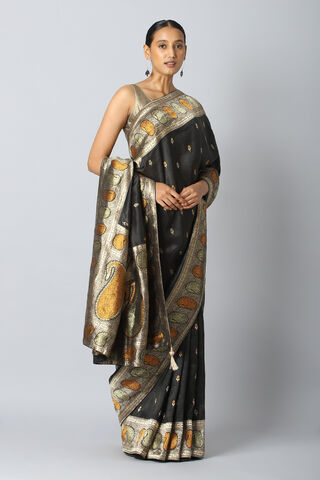 Dark Grey Pure Luxe Vegan Saree thumbnail image number null