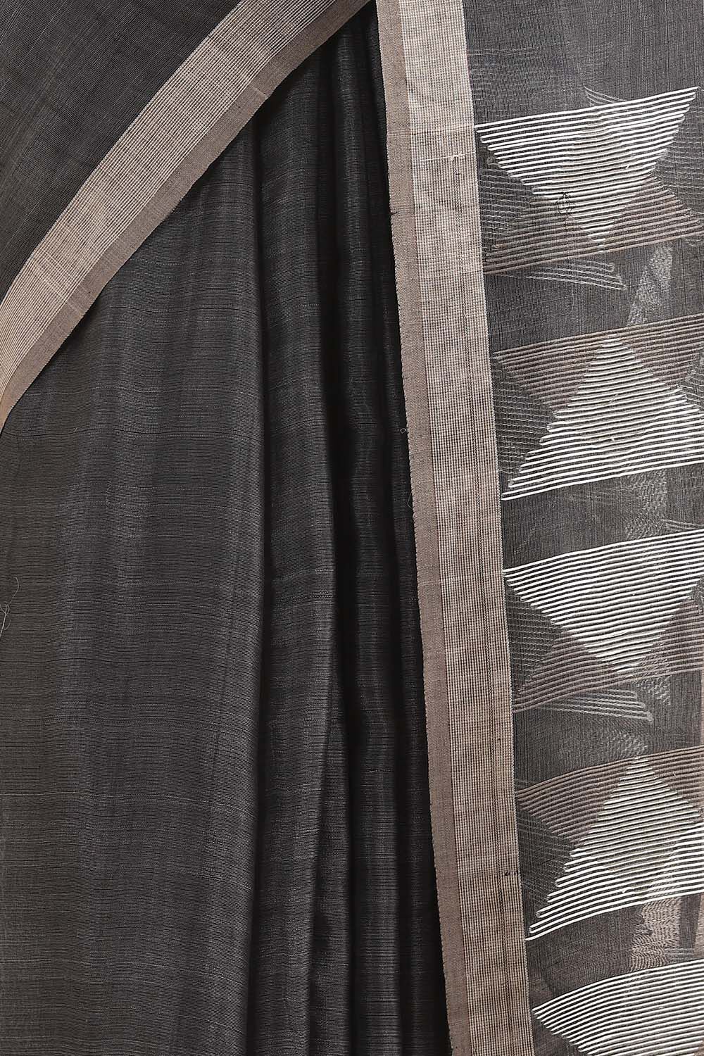 Black Pure Silk Cotton Bengal Saree image number null