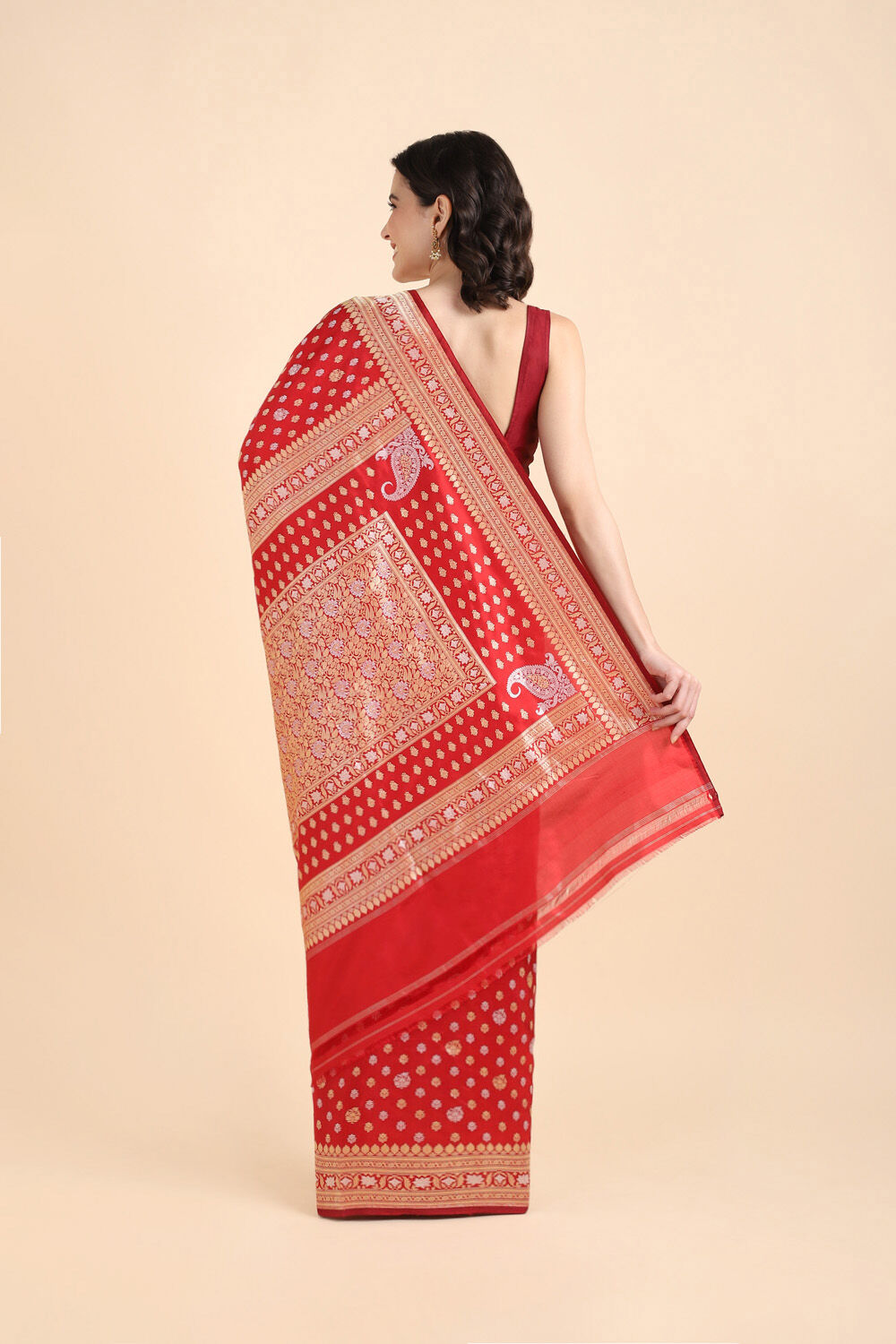 Red Pure Silk Banarasi Saree image number null