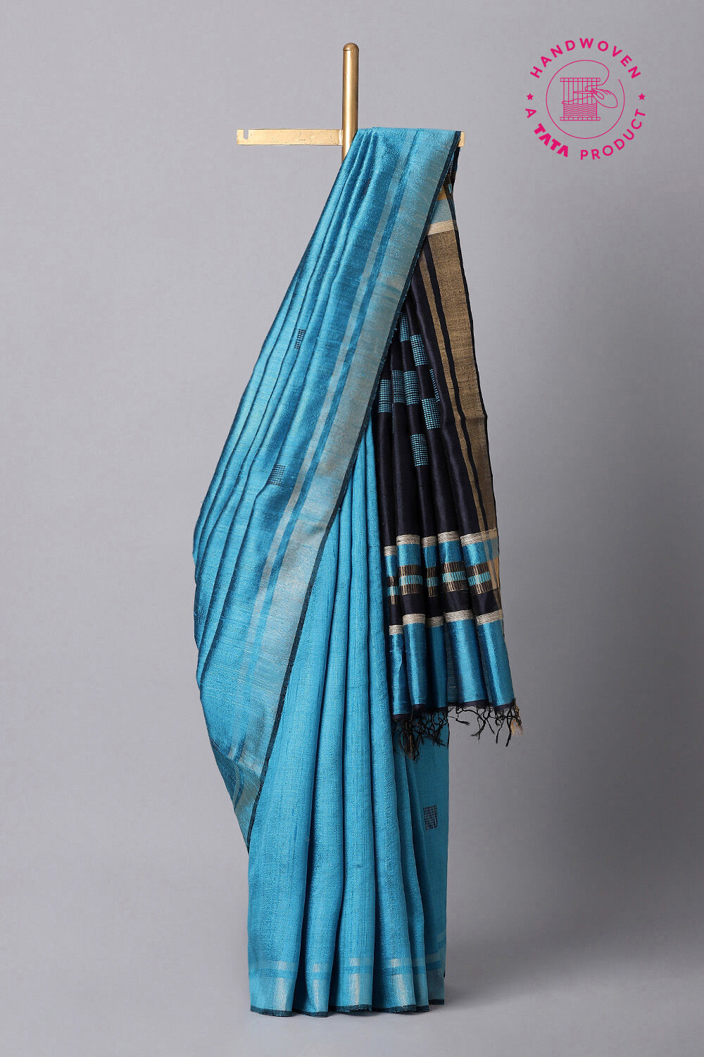 Light Blue Pure Tussar Silk Bhagalpuri Saree image number null