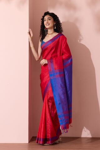 Red Pure Silk Woven Bishnupur Saree thumbnail image number null