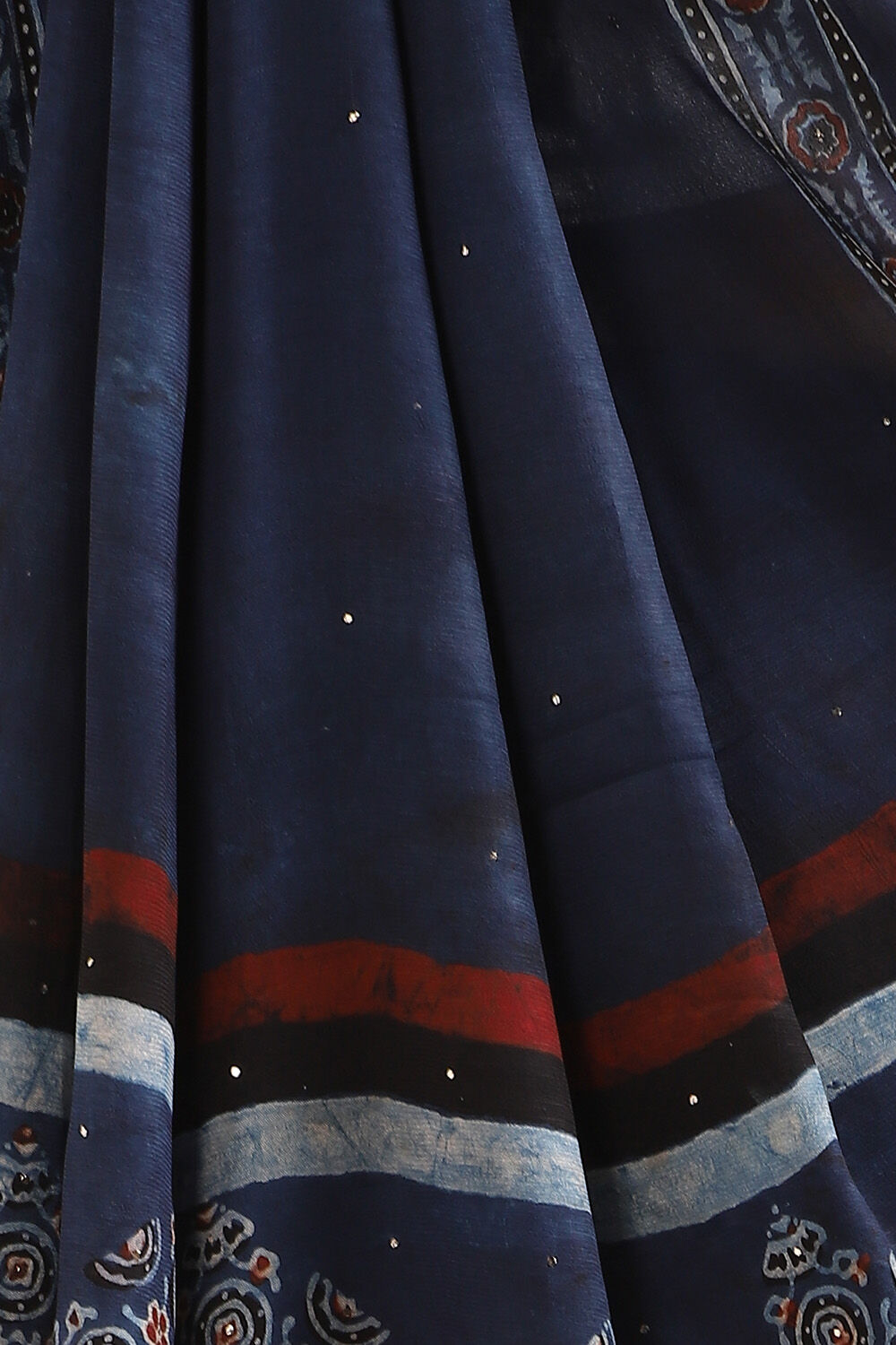 Blue Viscose Crepe Ajrakh Printed Saree image number null