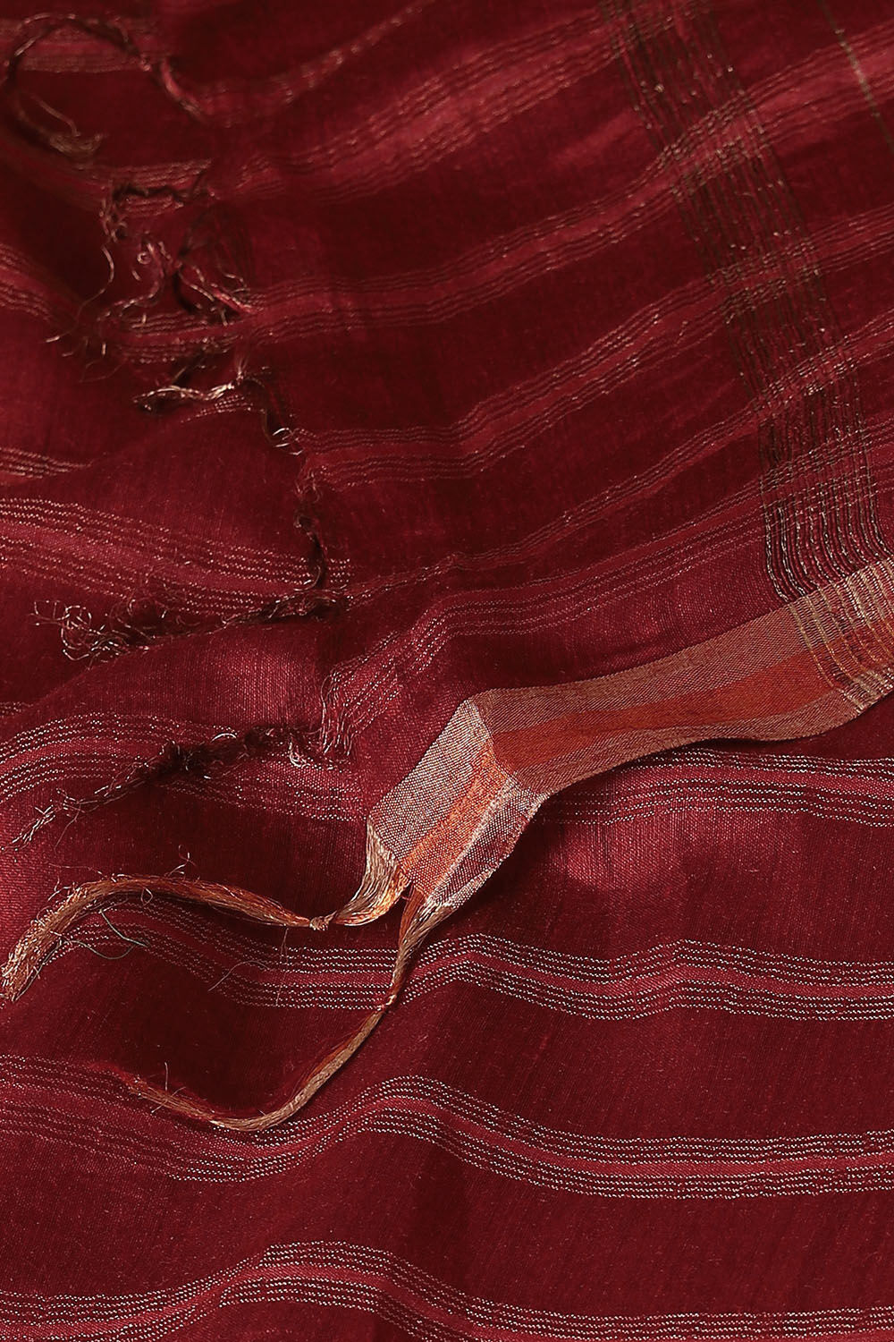 Dark Red Pure Tussar Silk Bhagalpuri Saree image number null