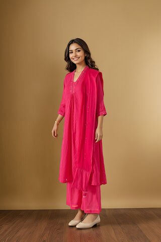 Pink Cotton Viscose Cutwork Kurta Set thumbnail image number null