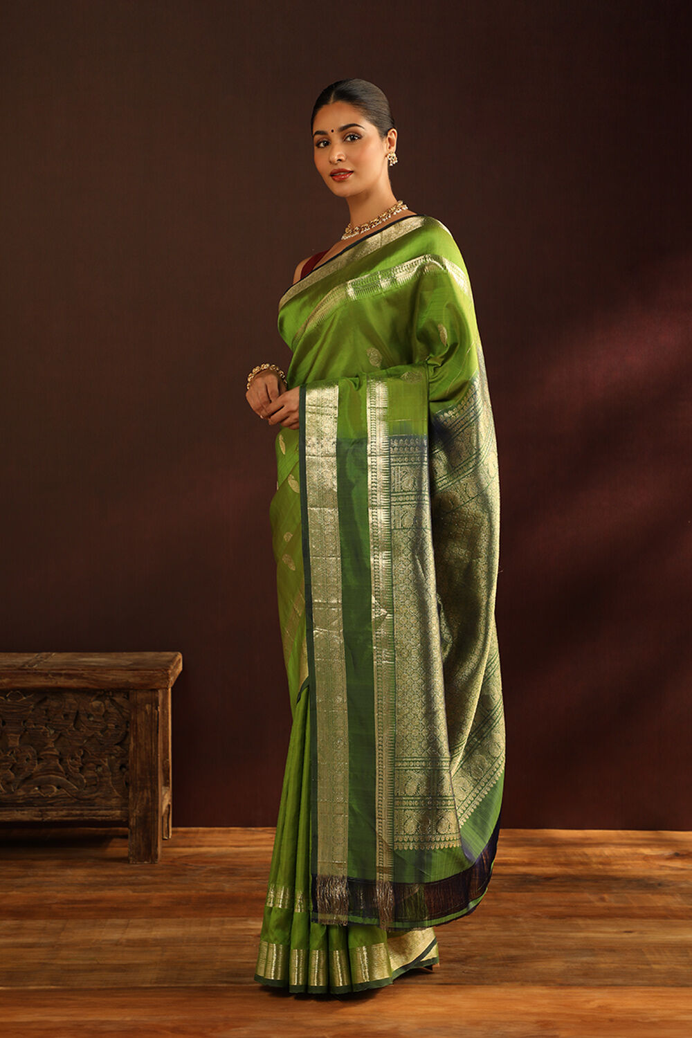 Light Green Pure Silk Woven Kanjivaram Saree image number null