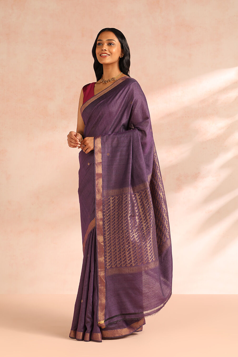 Violet Woven Chattisgarh Pure Tussar Silk Saree image number null