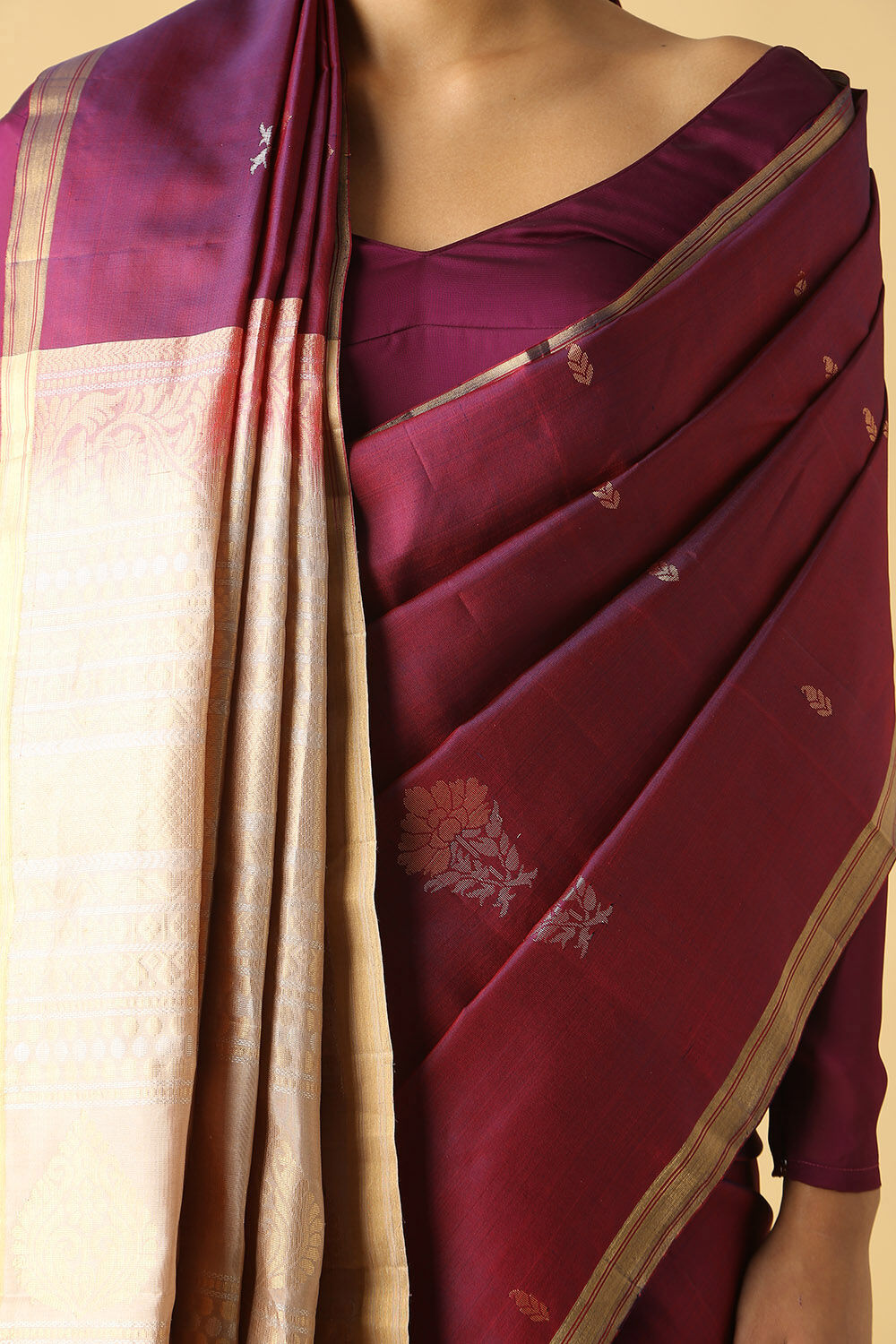 Dark Pink Pure Silk South Saree image number null