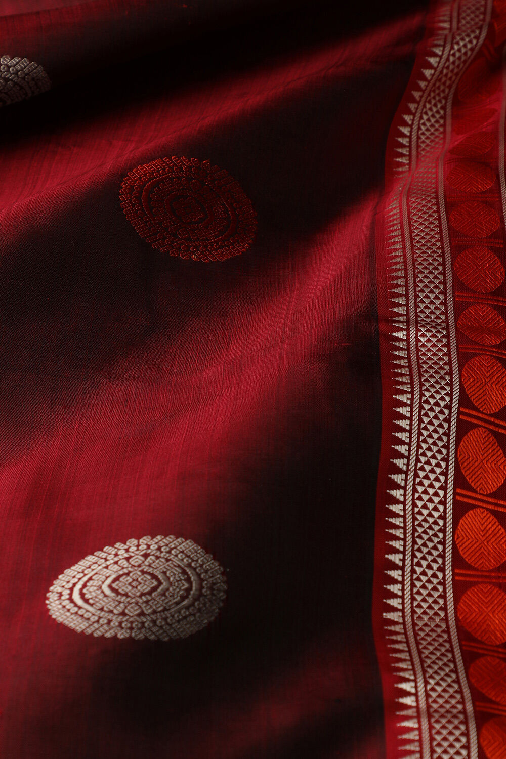 Maroon Woven Pure Silk Kanjivaram Saree image number null