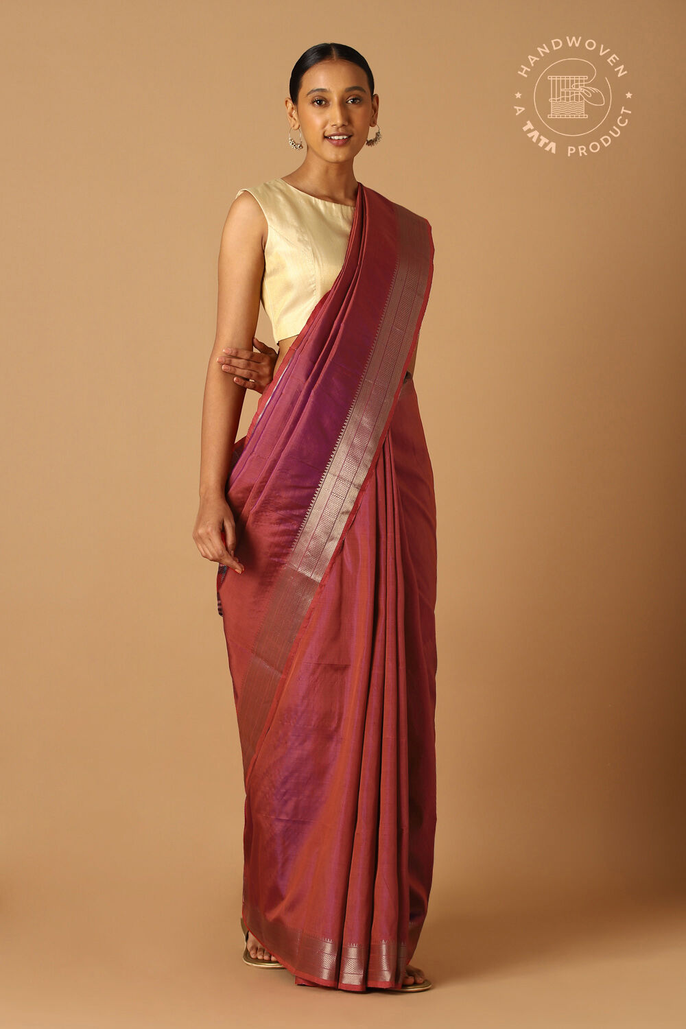 Red Pure Silk Extra Weft Saree image number null