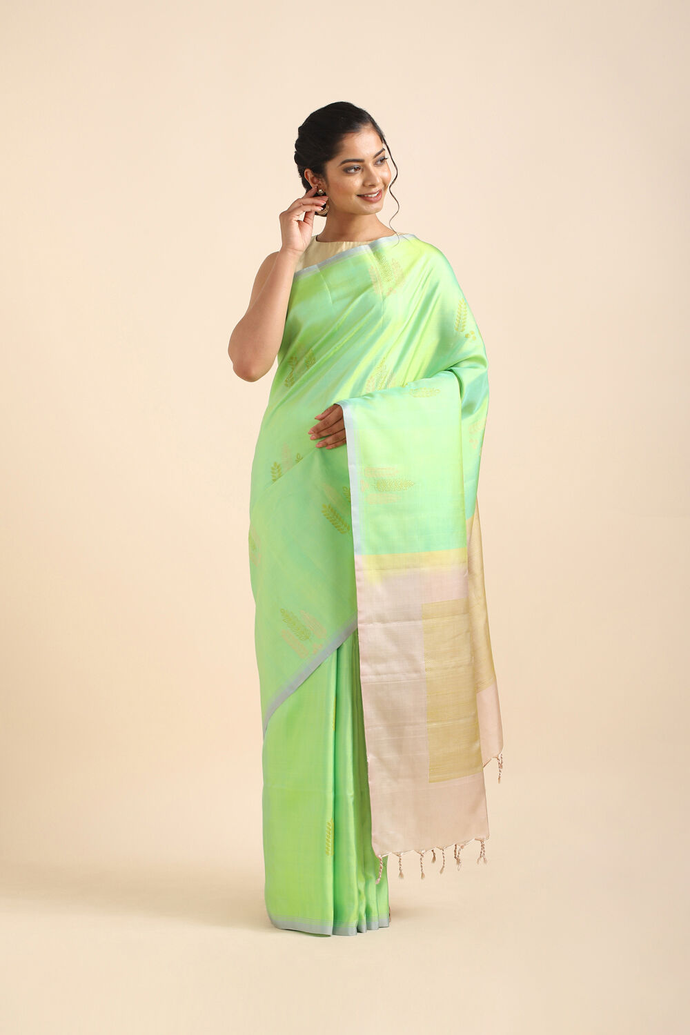 Light Green Pure Soft Silk Saree image number null
