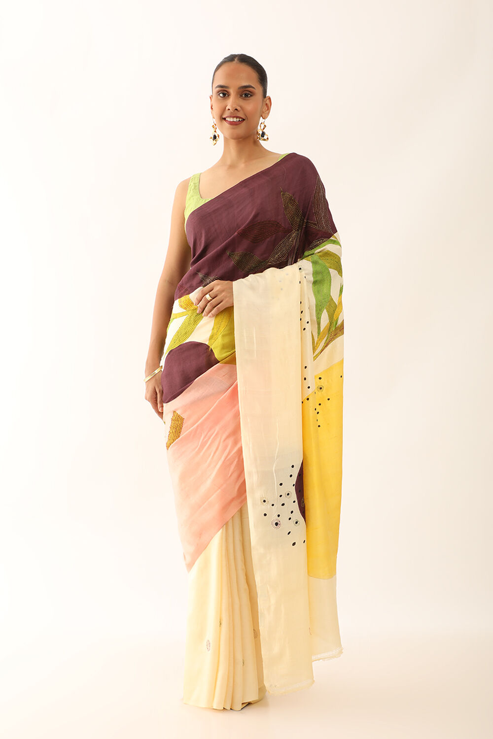 Light Orange Murshidabad Pure Silk Hand Painted Saree image number null