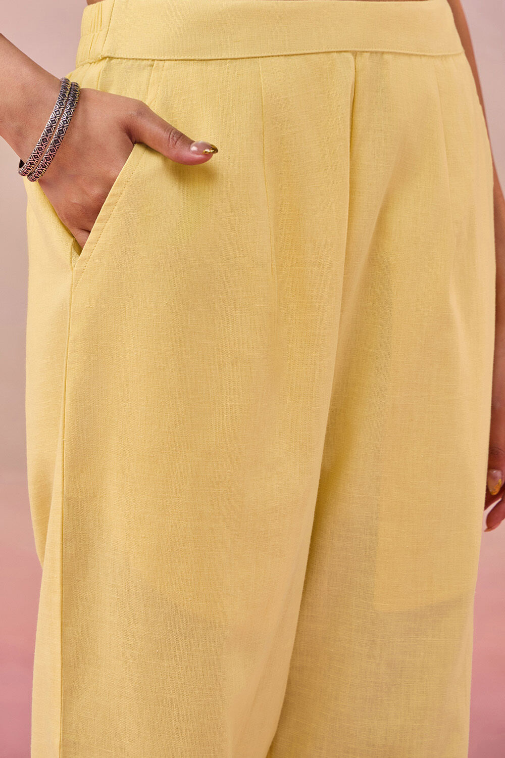 Yellow Cotton Woven Trousers image number null
