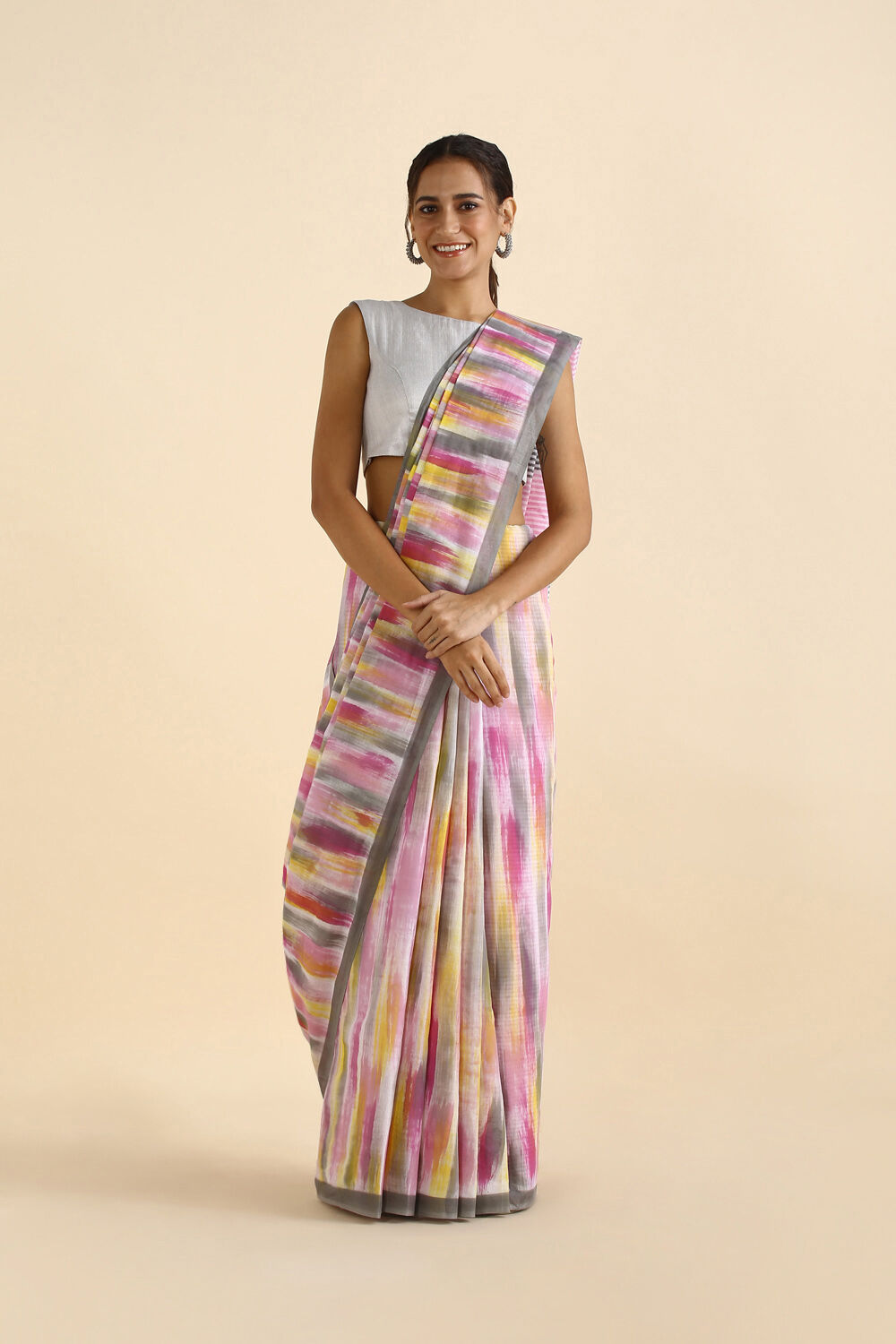 Pink Pure Cotton Mulmul Printed Saree image number null
