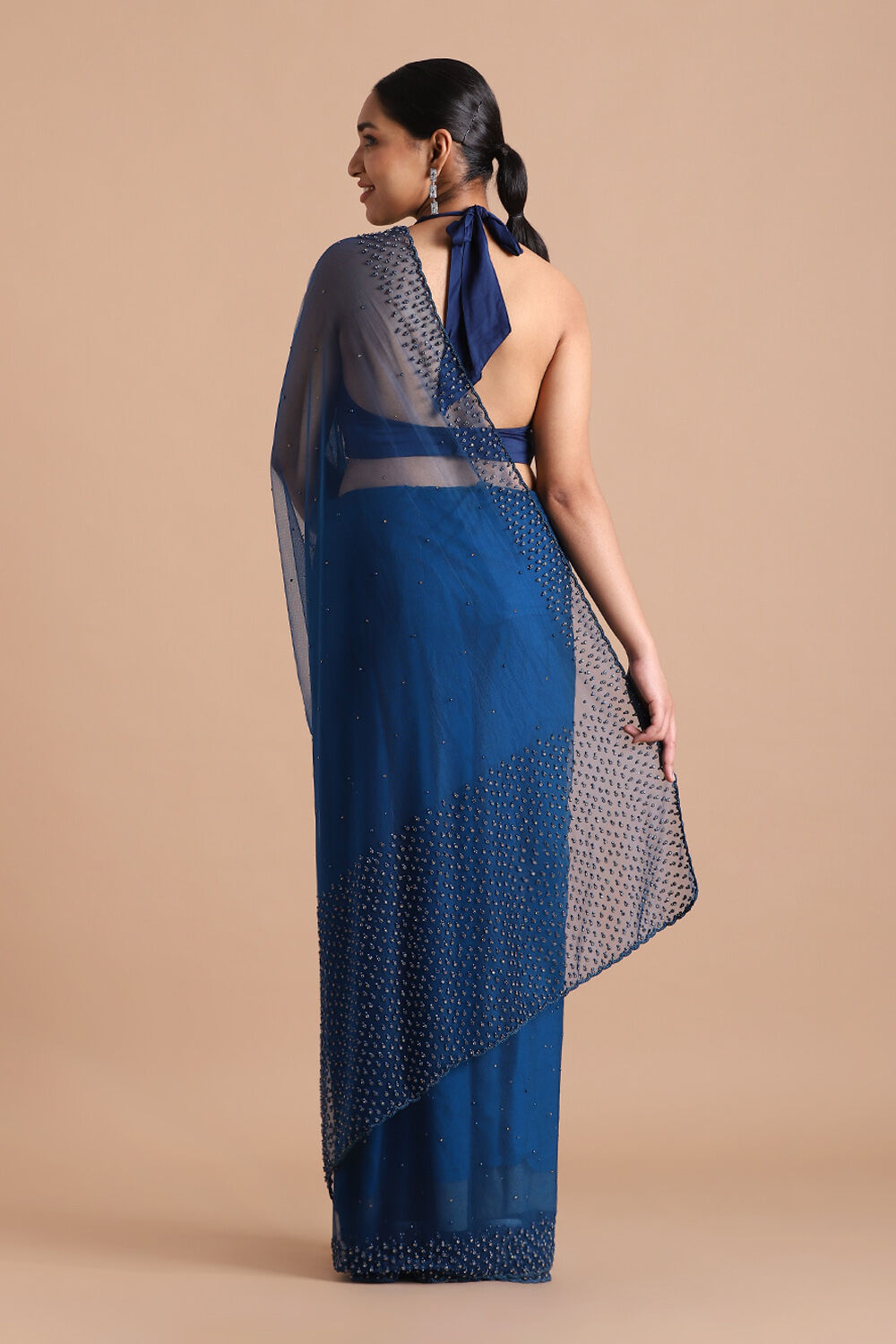 Blue Pure Embroidered Saree image number null