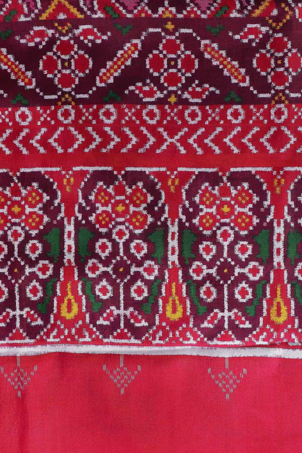 Pink Pure Silk Patan Patola Manekchok Bhat Saree image number null