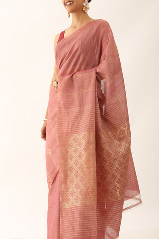 Light Pink Chattisgarh Pure Silk Tissue Woven Saree thumbnail image number null