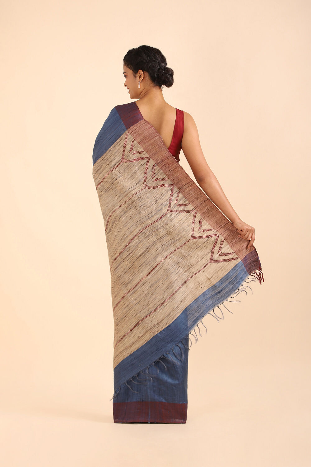 Blue Pure Khadi Silk Bhagalpuri Saree image number null