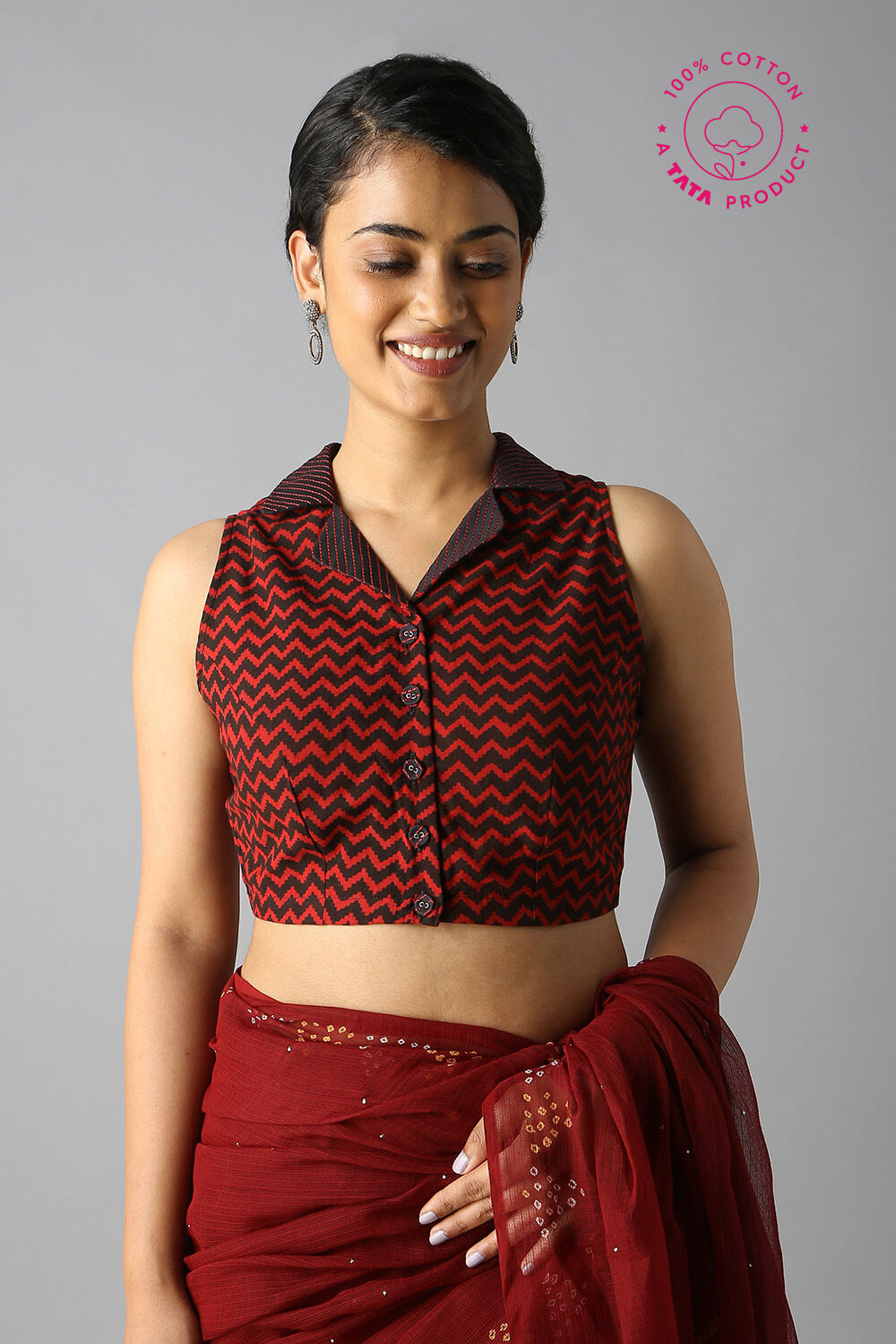 Red Printed Blouse image number null