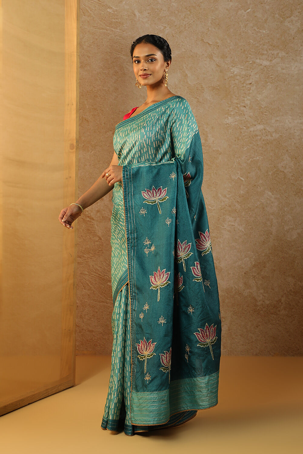 Blue Pure Tussar Silk Batik Saree image number null