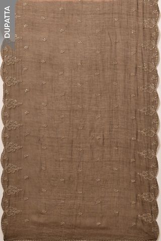 Brown Pure Silk Cotton Embroidered Unstitched Suit Set thumbnail image number null