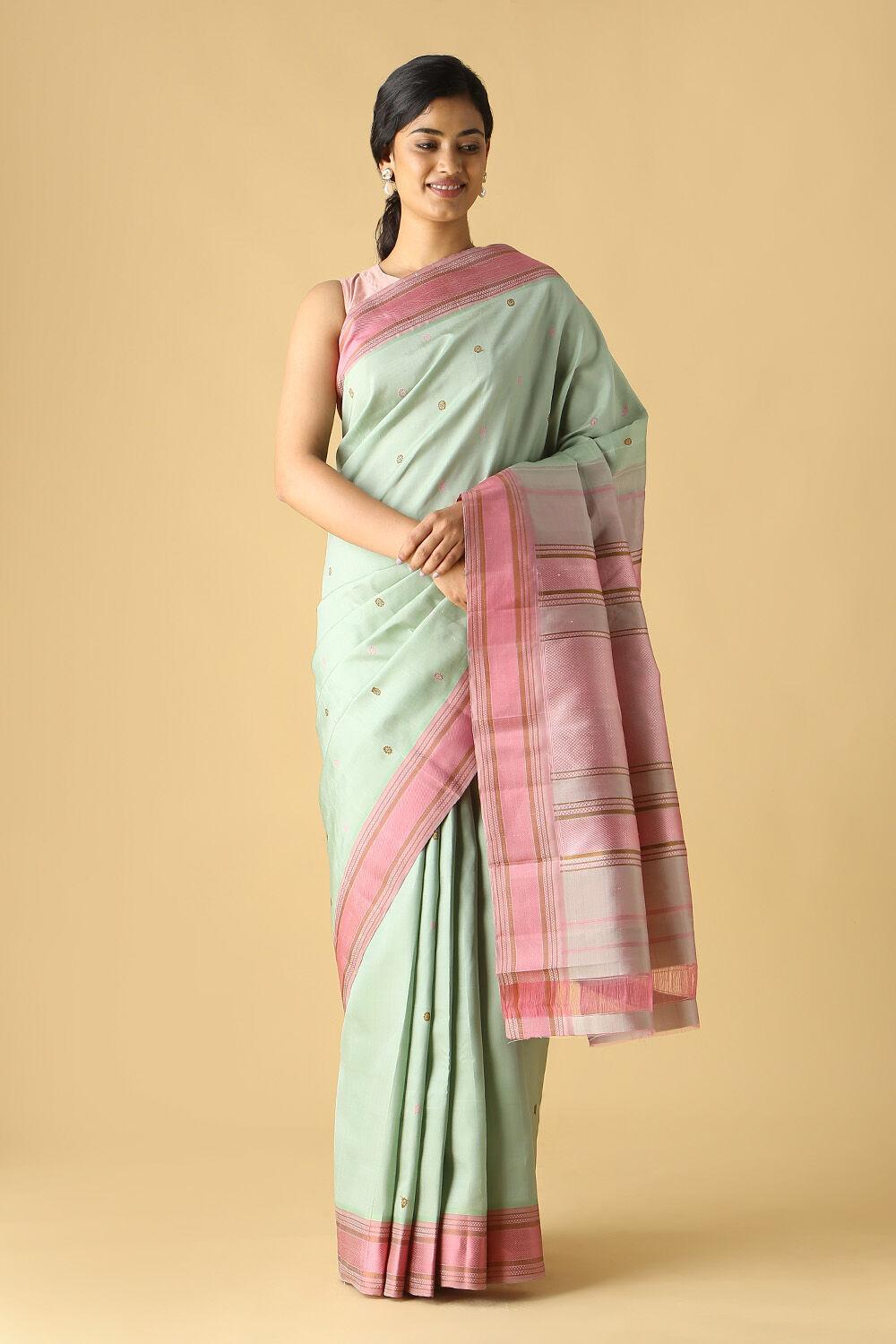 Light Green Pure Silk Kanjivaram Saree image number null