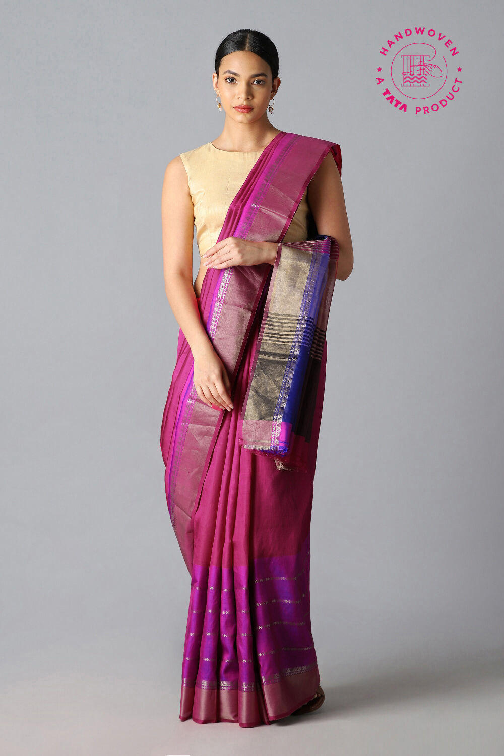Pink Pure Silk Contemporary Saree image number null
