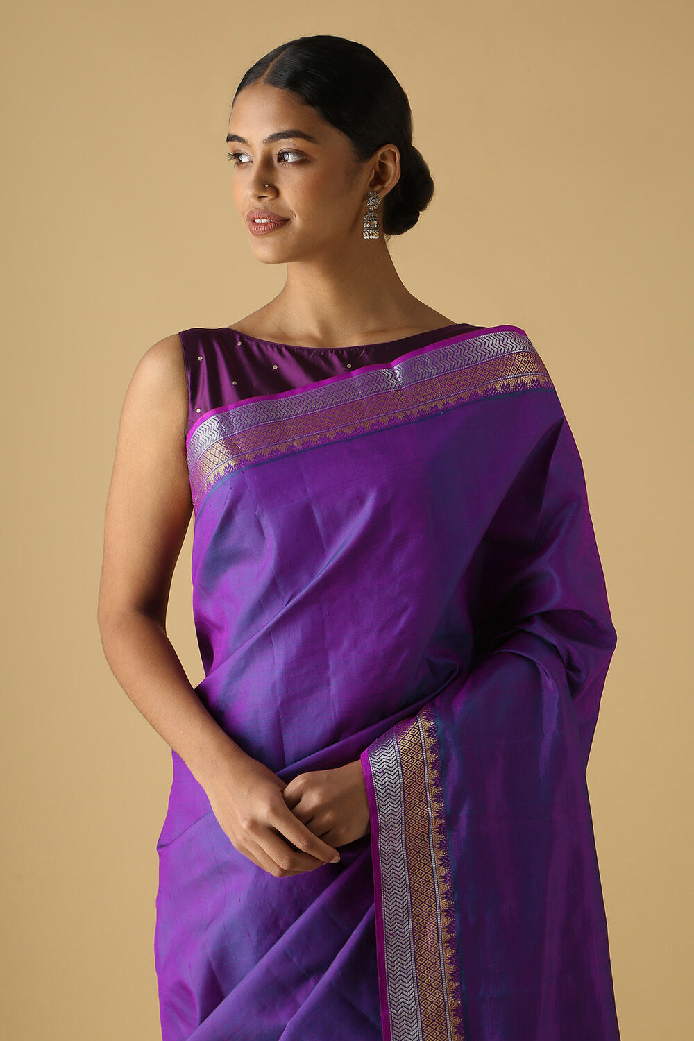 Purple Pure Silk Kanjivaram Saree image number null