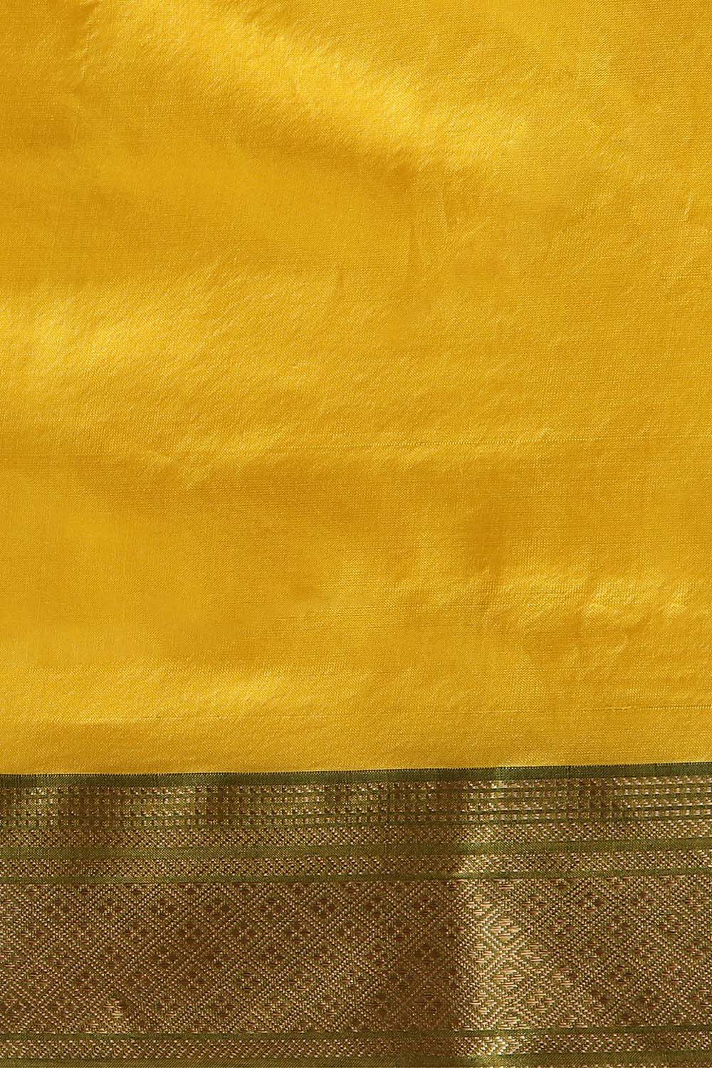 Yellow Pure Silk Maheswari Saree image number null