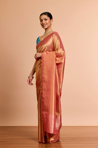 Pink Woven Viscose Tissue Saree thumbnail image number null
