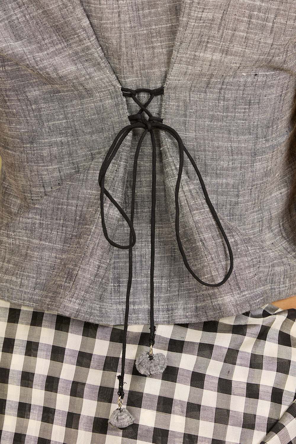 Grey Pure Cotton Woven Blouse image number null