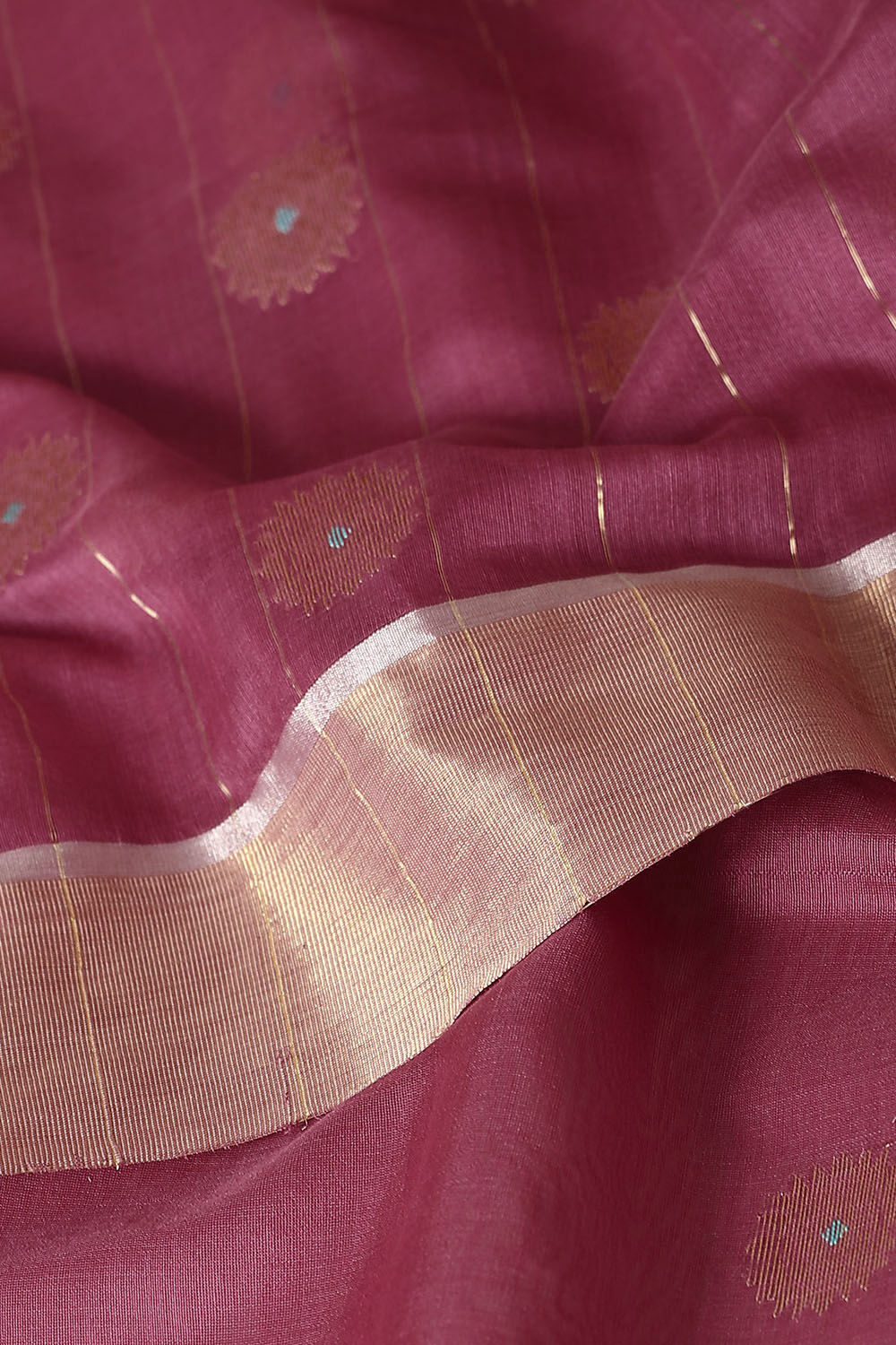 Dark Pink Pure Silk Cotton Chanderi Saree image number null